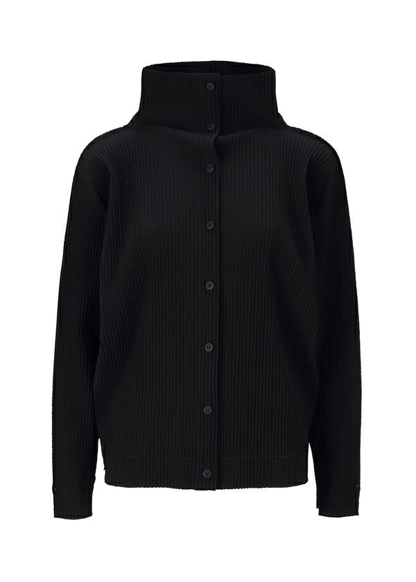 me ISSEY MIYAKE FINE KNIT PLEATS BLACK CARDIGAN